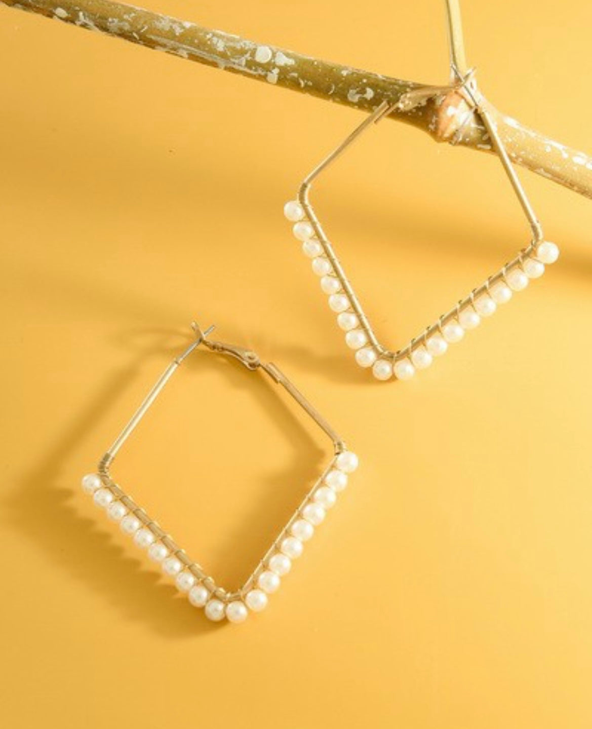 Triangle & Pearl Earrings